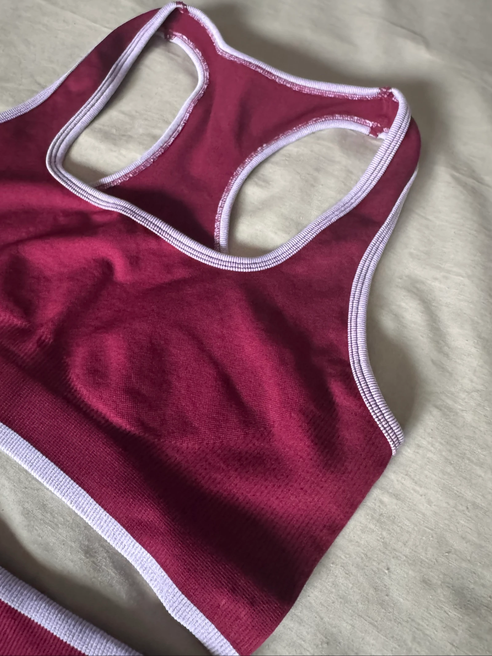 Burgundy Sports Set M | Top + High-Waisted Shorts | Fitness, Gym & Yoga – photo 5